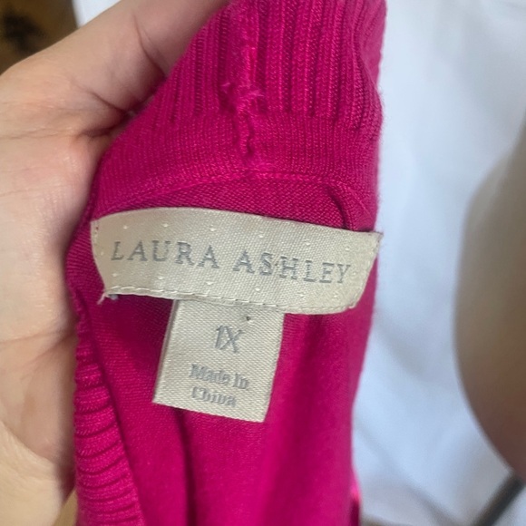 Women's Pink Open Front Sweater size 1X Laura Ashley - Picture 6 of 6